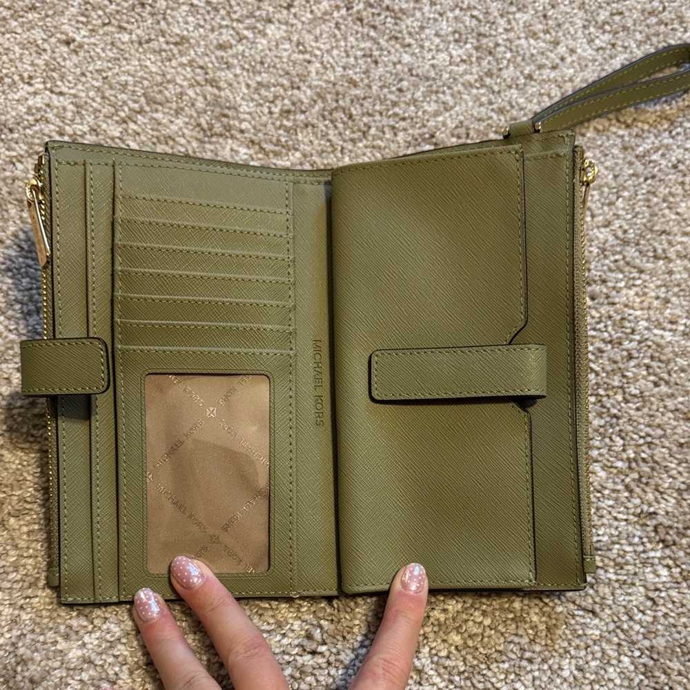 Michael Kors Olive Wristlet with Gold Accents - Picture 3 of 4